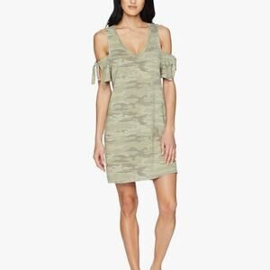 129. Sanctuary Anthropologie Army Green Camo  Cut-Out Shoulder T-Shirt Dress XS